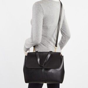 Mansur Gavriel Black/Ballerine Leather Large Lady Bag